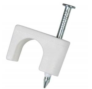 Circle Cable Clips with Single Metal Nails White, 12MM