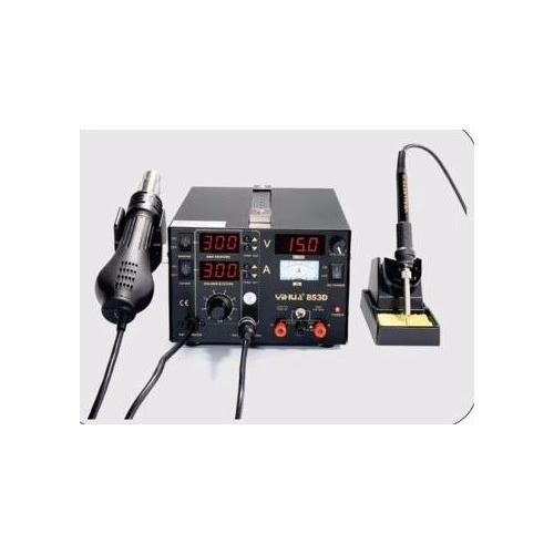 Soldering Station Solder Rework Tool Set with Hot Air Gun Welder Power Supply, Nozzles + Iron Tips