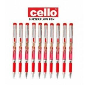 Cello Butterflow Ball Pen, Red ( Pack Of 10 )