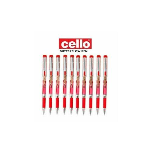 Cello Butterflow Ball Pen, Red ( Pack Of 10 )