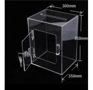 Acrylic Box With Lock, Thickness - 3mm , Size - 300x350x350 mm