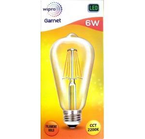 Wipro Garnet 6W Filament Led Bulb ST64, 2200K, Base: Thread Type (E27), N62003