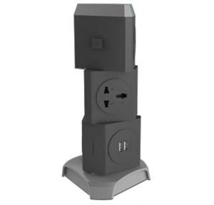 Anchor Smart Spike Guard 10A Revolving Vertical 5 Socket, 1.6 Mtr 2 USB Port - up to 2.1A, 22059