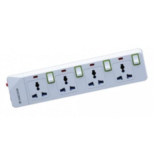 Anchor Smart 10A Spike Guard 4 Socket, 4 Switch, 1.5 Mtr, 22053