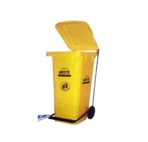Aristo Wheel Waste Bin With Pedal Yellow, 120 Ltr