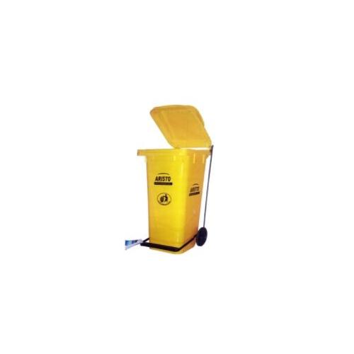 Aristo Wheel Waste Bin With Pedal Yellow, 120 Ltr