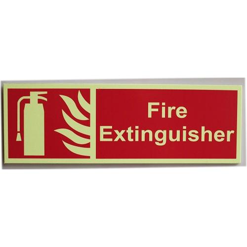 Fire Extinguisher Signage With Auto Glow In Dark Size: H150mm X L300mm Thickness: 3mm Material -Sunboard