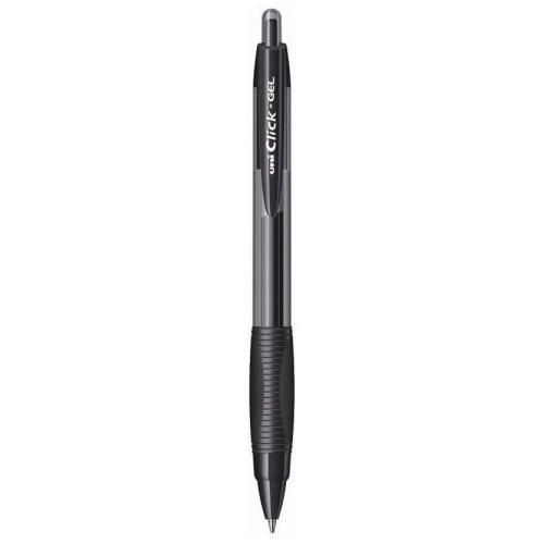 Uniball Click Gel Pen, Stainless Steel Tip, 0.7mm, Green