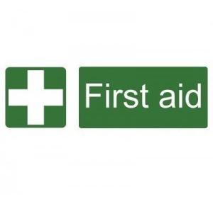 Photoluminescent First Aid Box Signage Single Sided, 12x4 Inch