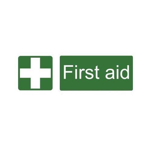 Photoluminescent First Aid Box Signage Single Sided, 12x4 Inch