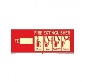 Photoluminescent Fire Extinguisher Signage Single Side, 12x4 Inch