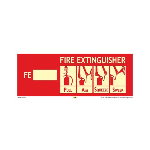 Photoluminescent Fire Extinguisher Signage Single Side, 12x4 Inch