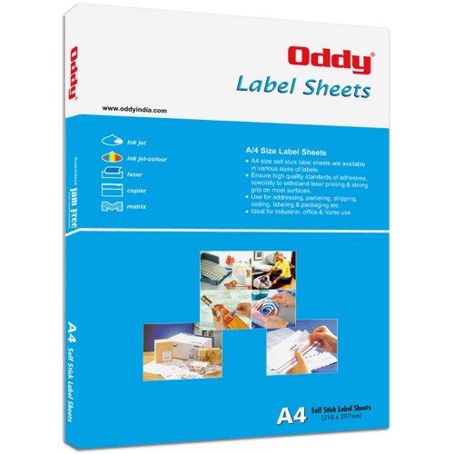 Oddy Self Adhesive Label Sticker A4 ST-1 (Pack of 100 sheets)