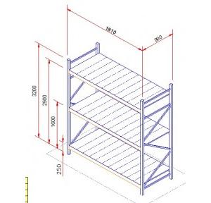 Angle Rack 3 Shelves Slotted 14 Gauge Mild Steel, size: 10.49 x 5.93 x 2.95 Ft with 18 Gauge MS Shelves