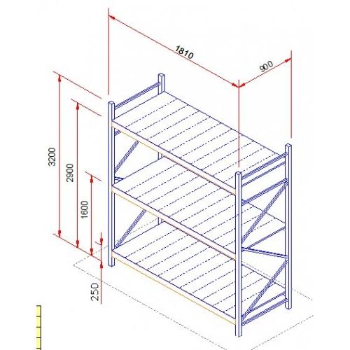 Angle Rack 3 Shelves Slotted 14 Gauge Mild Steel, size: 10.49 x 5.93 x 2.95 Ft with 18 Gauge MS Shelves