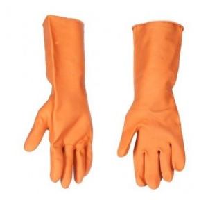 Rubber Gloves (Orange, 14 Inch), 1 Pair