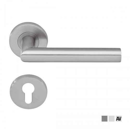 Dorma Pure 8998 Lever Handle With 6501 Roses, 6612 Escutcheons, 8mm Spindle With Fixing Screws For Door Thickness 35-55mm