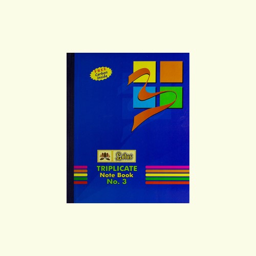Lotus Triplicate Note Book  With Free Carbon Paper No 3, 1/4 58 GSM 100 x 3 Set