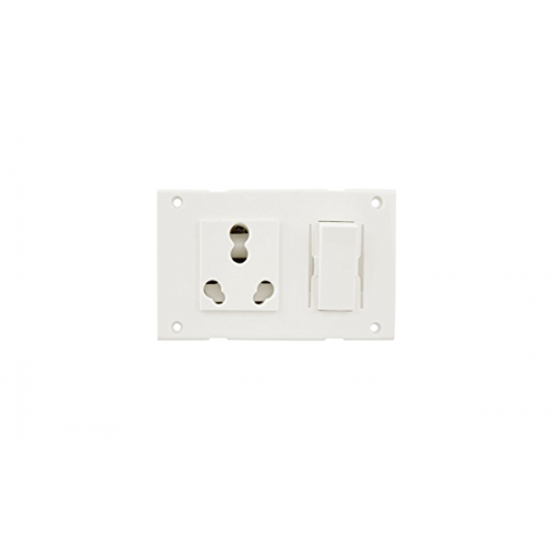 Crabtree UPS Power Socket 8 Modular Having One 16 Amp Switch And 6 Amp Socket 3 Nos, Blank Plate & Cover Plate