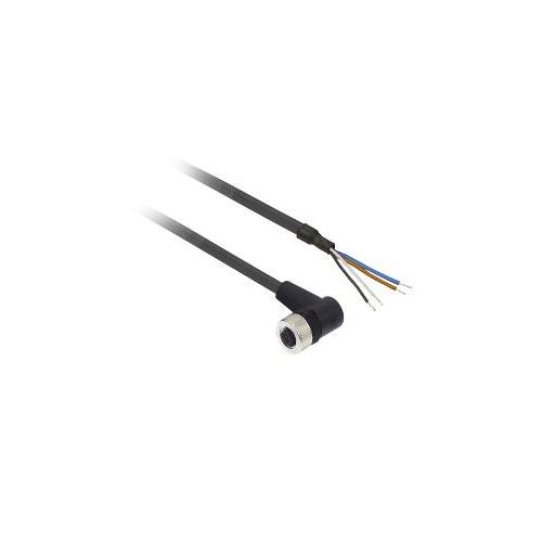 Schneider Osisense 4A M12, 4 Pins Elbowed PUR Pre-wired Connector, Length : 5m, XZCP1241L5