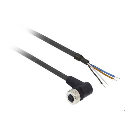 Schneider Osisense 4A M12, 4 Pins Elbowed PUR Pre-wired Connector, Length : 2m, XZCP1241L2