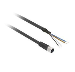Schneider Osisense 3A M12, 4 Pins Straight PVC Pre-wired Connector, Length : 2m, XZCPV1141L2