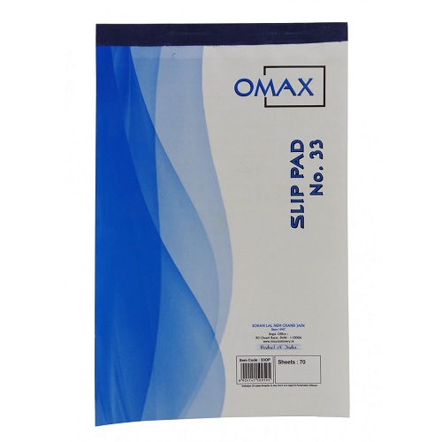 Omax Writing Pad No. 33, Size: 26.6x19.05 cm (70 Sheets)