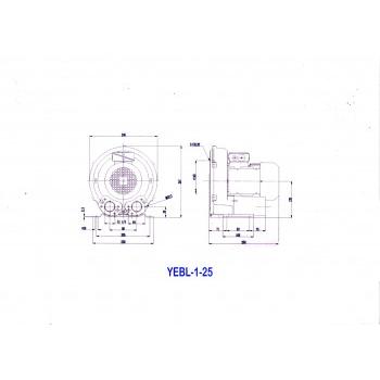 Yash Blowers Single Stage Ring Blower Power 0.18 KW (0.25 HP), Vacuum -120 Mbar, Pressure 120 Mbar,  Displacement 80 M3/hr, Model - YEBL-1-25