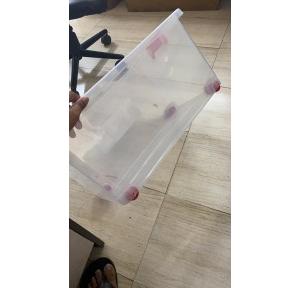 Plastic Container Box With Lack And Wheel (Transparent, 54 L), Size -  60x42x27 cm Approx