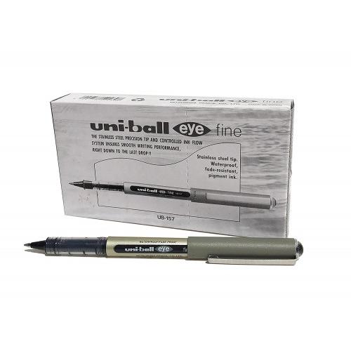 Uniball Eye Fine Roller Pen, Stainless Steel Tip, 0.7mm, UB 157, Blue Pack of 12 Pcs