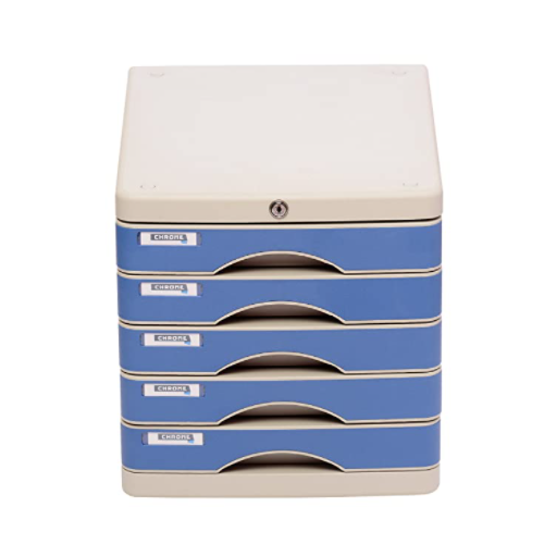 Chrome 5 Compartment Plastic Drawer With Lock System,37x29x29 cm