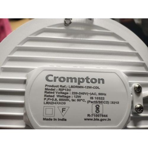 Crompton LED Panel Light LSDRMN-12W-CDL Slim Round  6500K 12W Cool White 125mm to 150mm