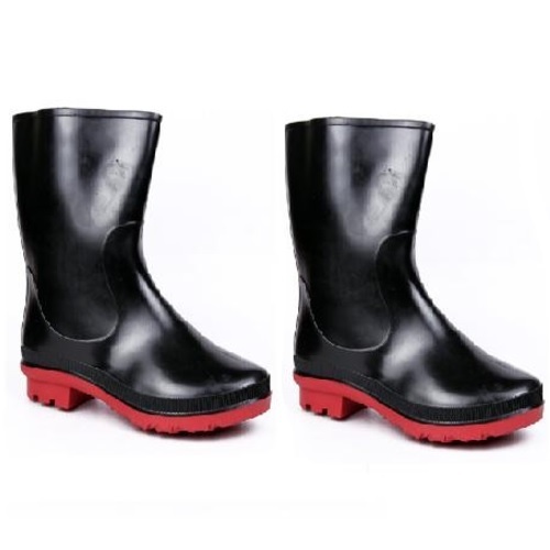 Hillson Don Black And Red Gumboots With Lining, Size: 10, Length: 9 Inch