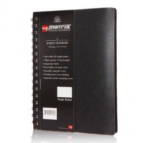 Bilt Matrix B5 Black PP Single Rule 1 Subject Spiral Notebook