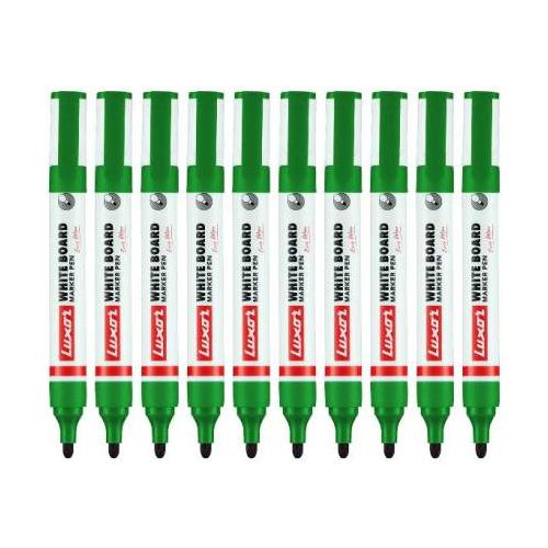Luxor Refillable White Board Marker Pen, 1223 Pack of 10 Pcs Green
