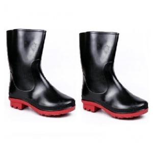 Hillson Don Black And Red Gumboots With Lining, Size: 7, Length: 9 Inch