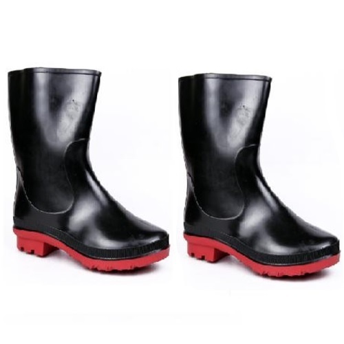 Hillson Don Black And Red Gumboots With Lining, Size: 5, Length: 9 Inch