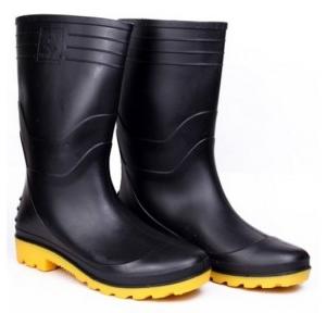 Hillson Welcome Black And Yellow Gumboots With Lining, Size: 10, Length: 12 Inch