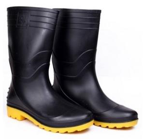Hillson Welcome Black And Yellow Gumboots With Lining, Size: 9, Length: 12 Inch