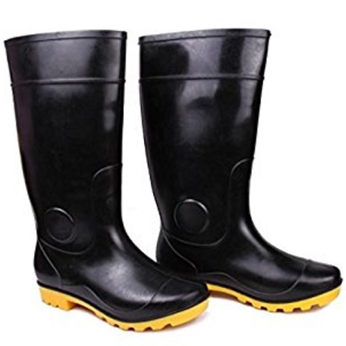 Hillson Century Black And Yellow Gumboots With Lining, Size: 10, Length: 15 Inch