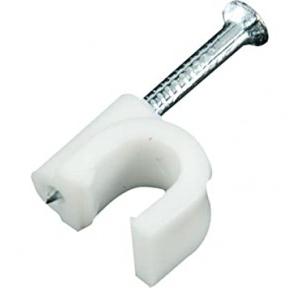 Cable Clips 12mm With Metal Nail, White, Pack of 100 Pieces