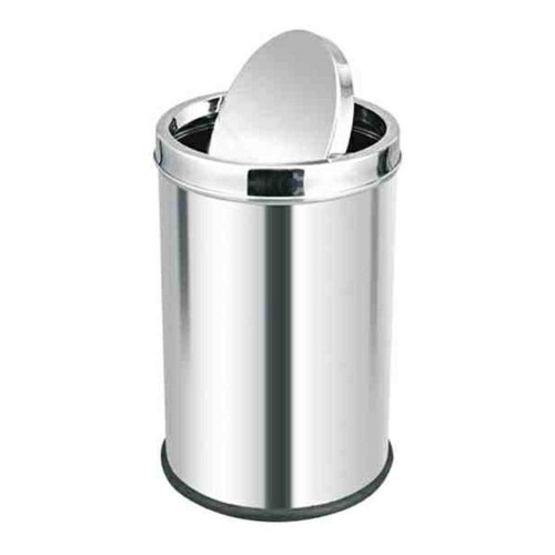 Swing Dustbin With Lid SS202 70 Ltr 14x28 Inch