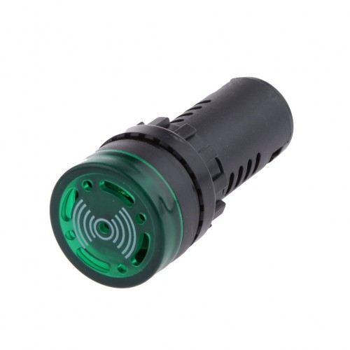 Led Flash Alarm Signal Indicator Light Lamp With Buzzer, Green, 24V DC, 22mm