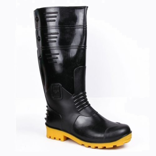Hillson Torpedo 217 Black And Yellow Steel Toe Gumboots, Size: 11, Length: 15 Inch
