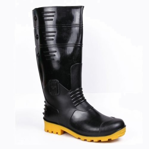 Hillson Torpedo 217 Black And Yellow Steel Toe Gumboots, Size: 10, Length: 15 Inch