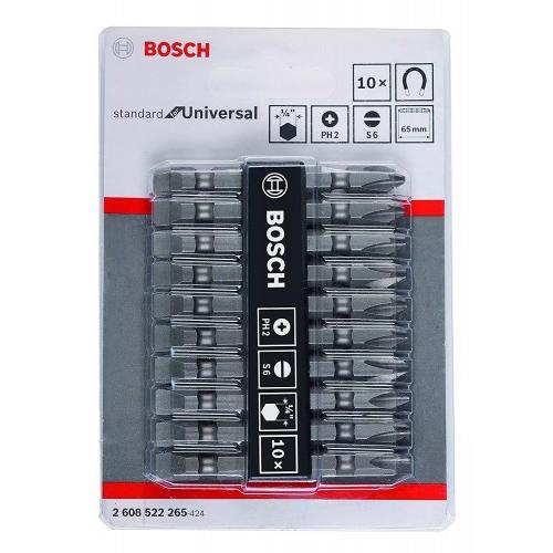 Bosch Screwdriver Double Ended Bit Set 2608521042 PH2 Length 65mm (Pack of 10 Pcs)
