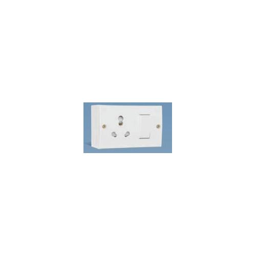 Anchor Penta White Capton 6A/16A S.S. Combined With JB Box with 2 Fixing Holes 240V 50Hz, 39996