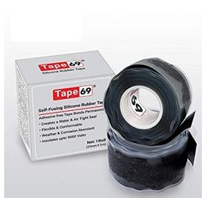 Tape 69 Silicone Rubber Tape Self Fusing Black 2.5cm X 3 Mtr