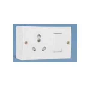 Anchor Penta White Capton 6A/16A, S.S. Combined With JB Box with 2 Fixing Holes 240V 50Hz, 39996