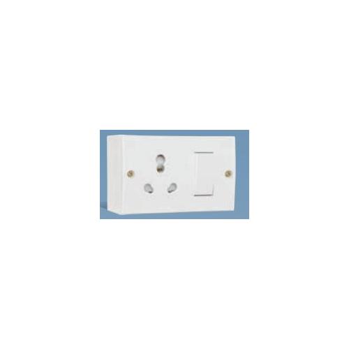 Anchor Penta White Capton 6A/16A, S.S. Combined With JB Box with 2 Fixing Holes 240V 50Hz, 39996